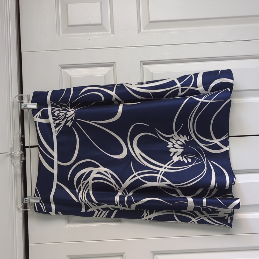 Navy/White Print Silk Skirt (SKIRT, Ann Taylor, 6)